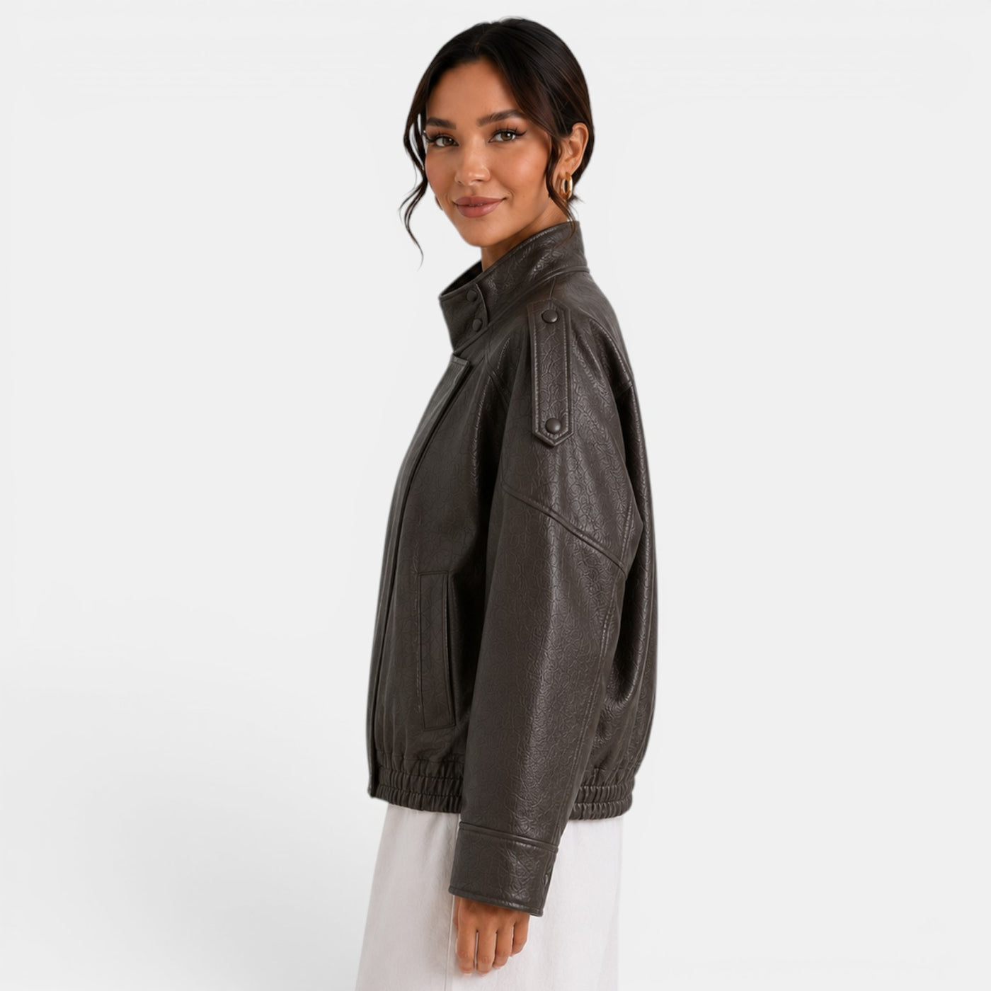 Women's Leather Bomber Jacket