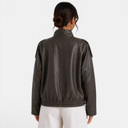 Women's Leather Bomber Jacket