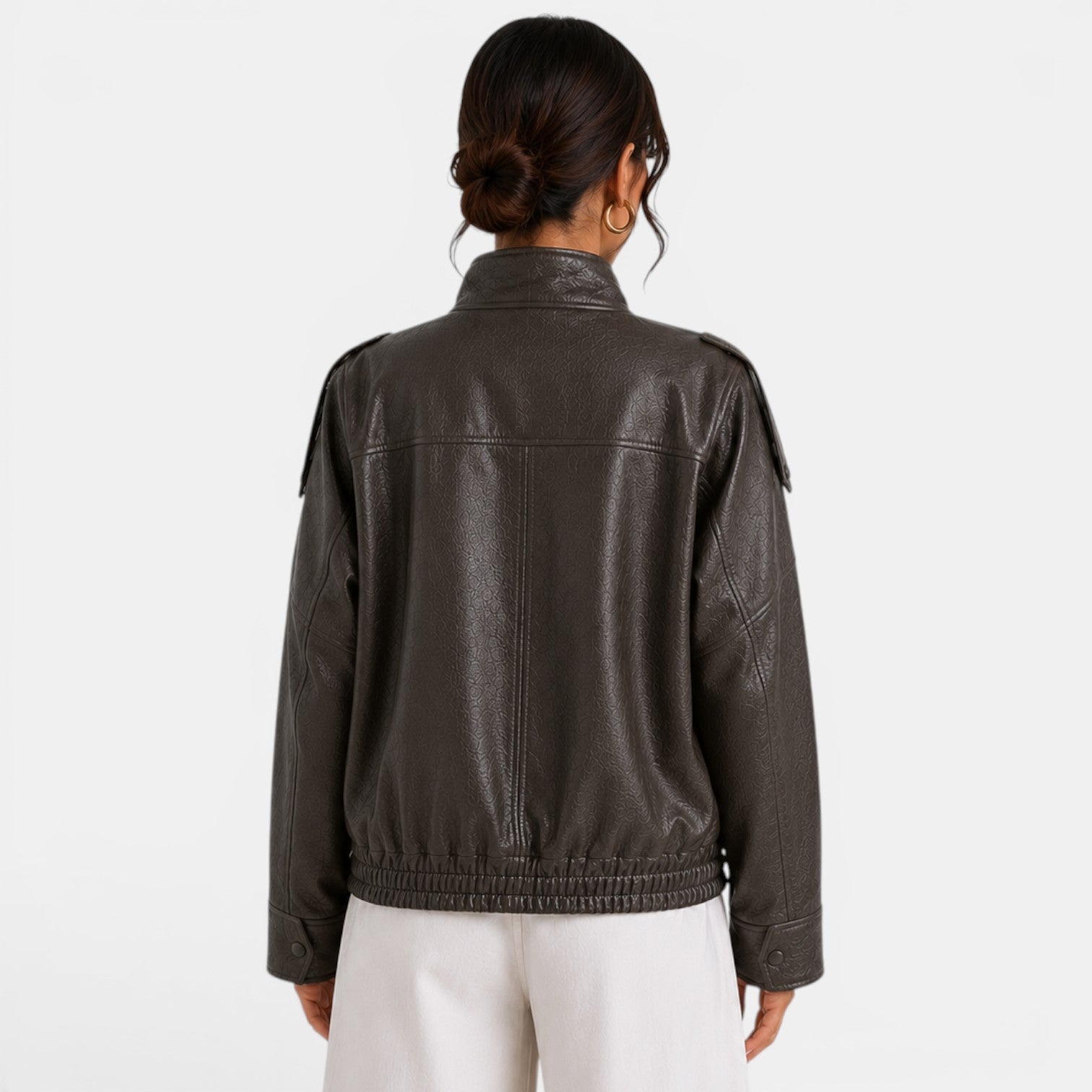 Women's Leather Bomber Jacket