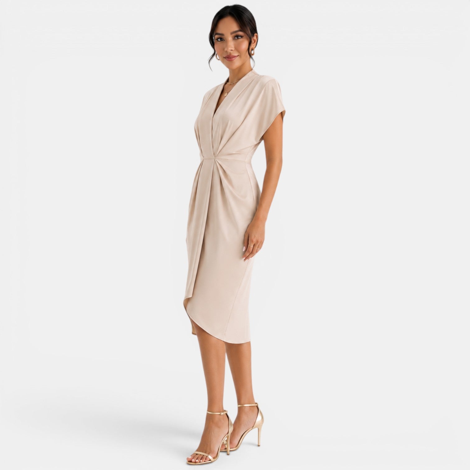 Vestido Mujer Cuello V Midi