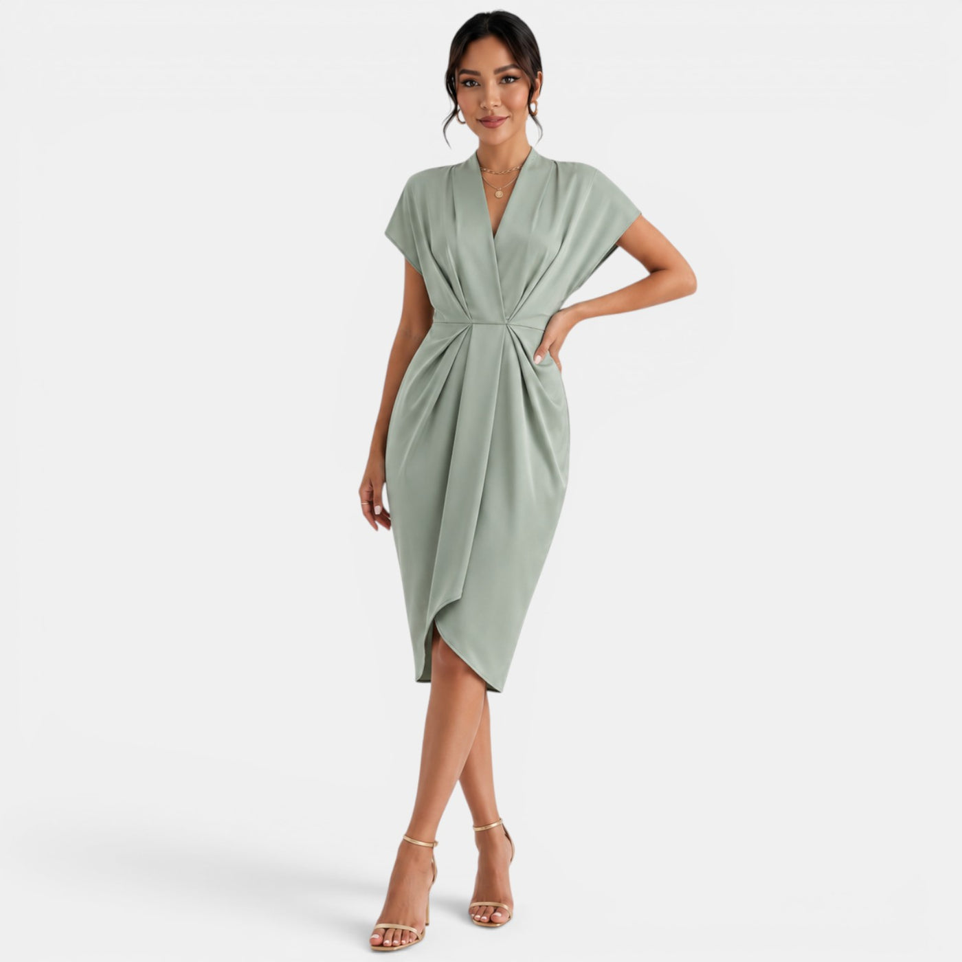 Vestido Mujer Cuello V Midi