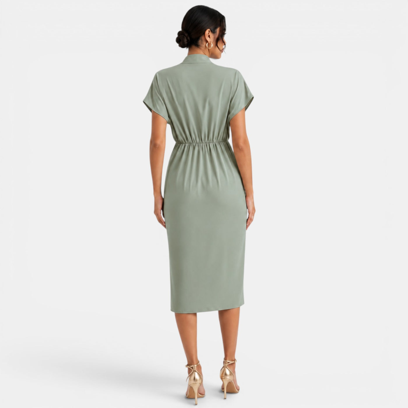 Vestido Mujer Cuello V Midi