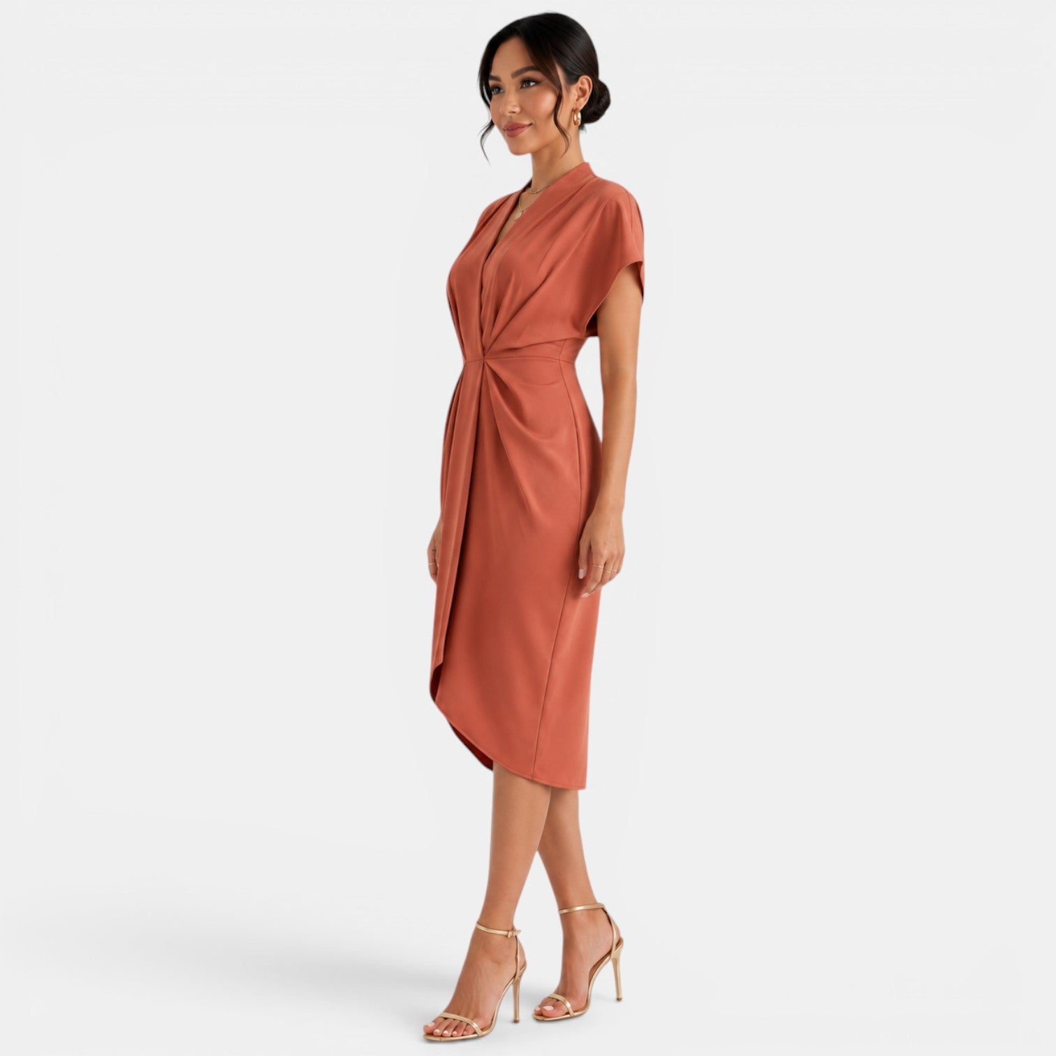 Vestido Mujer Cuello V Midi
