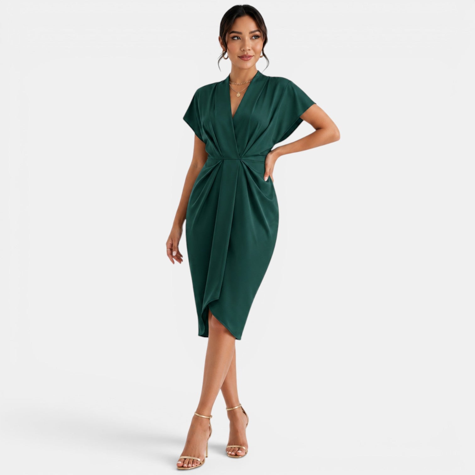 Vestido Mujer Cuello V Midi