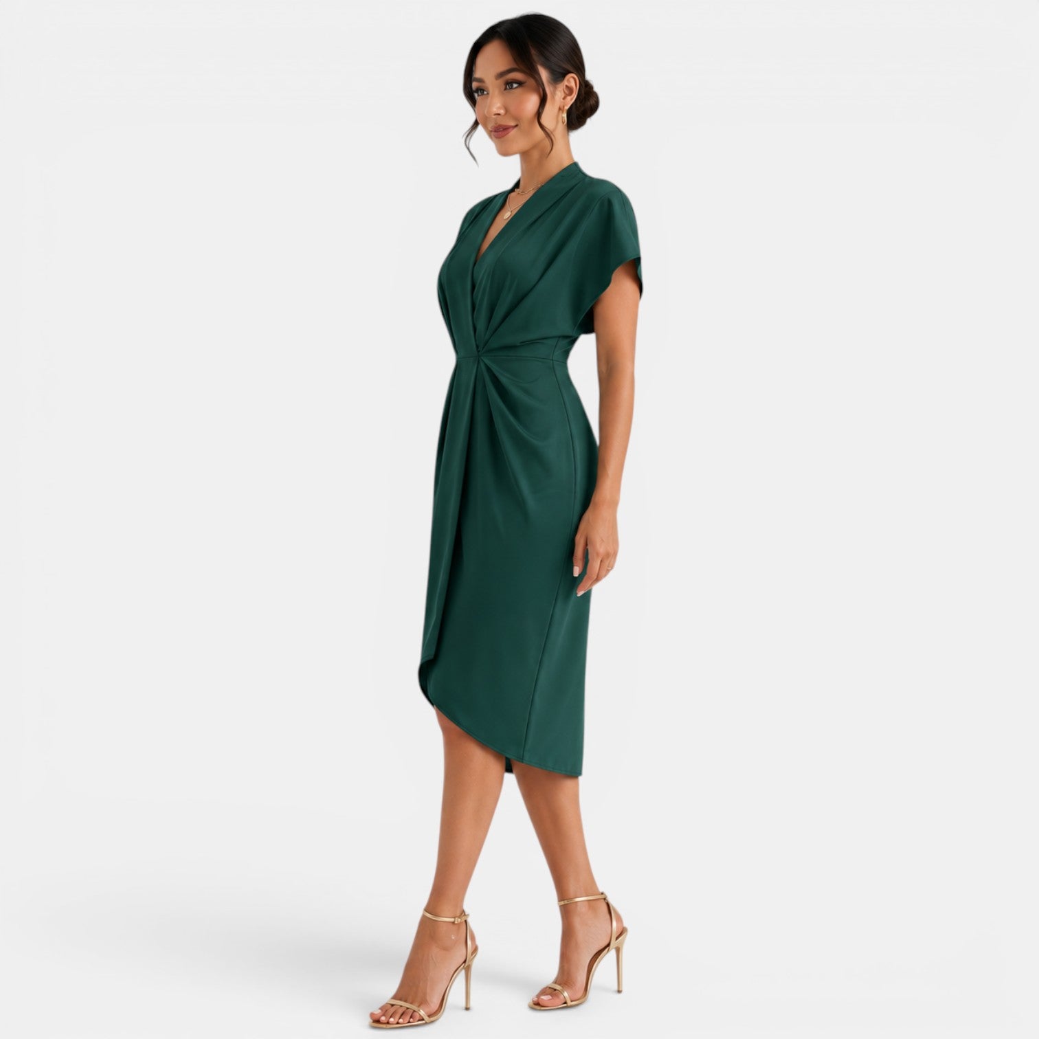 Vestido Mujer Cuello V Midi