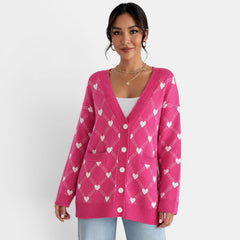 Cárdigan Punto Mujer Corazones
