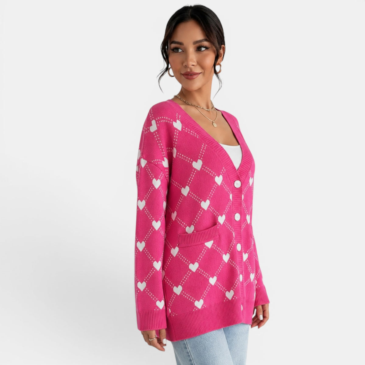 Cárdigan Punto Mujer Corazones