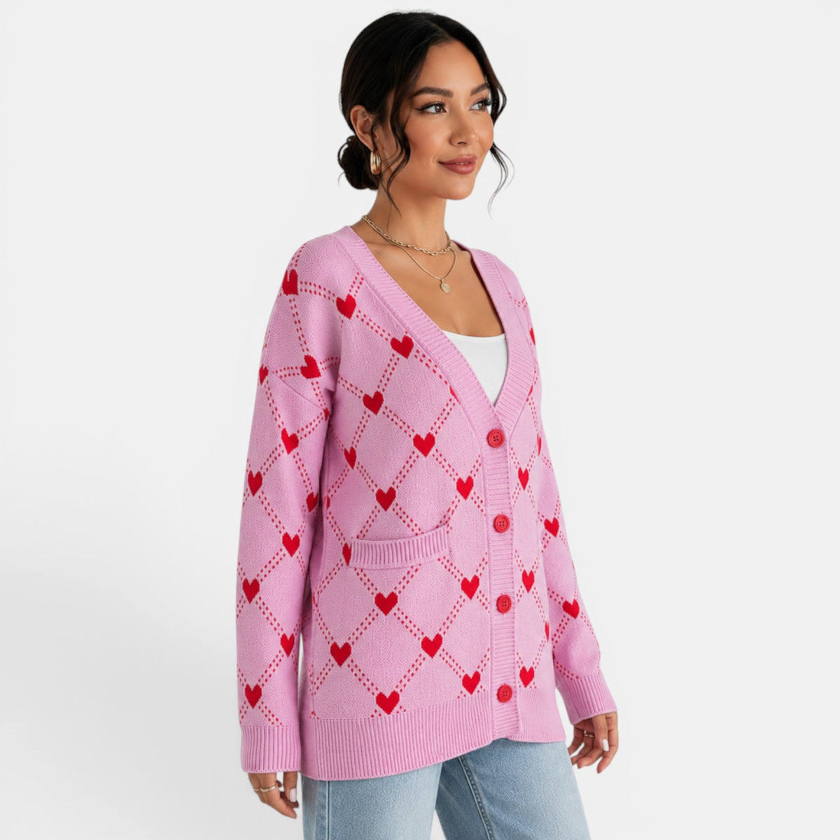 Cárdigan Punto Mujer Corazones