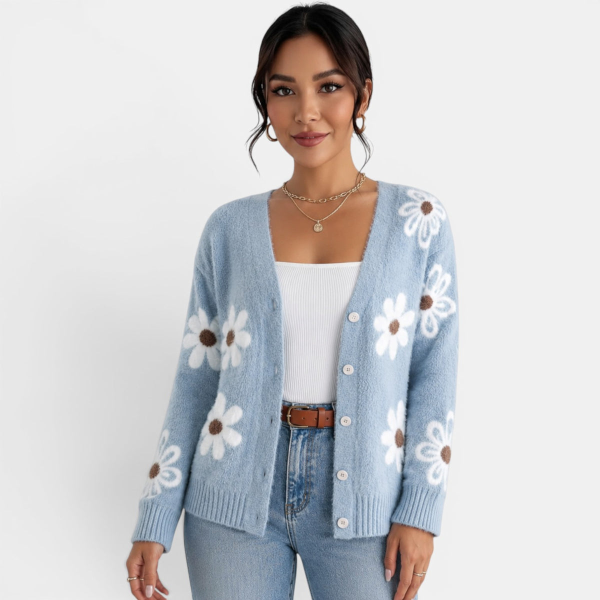 Cárdigan Punto Mujer Floral