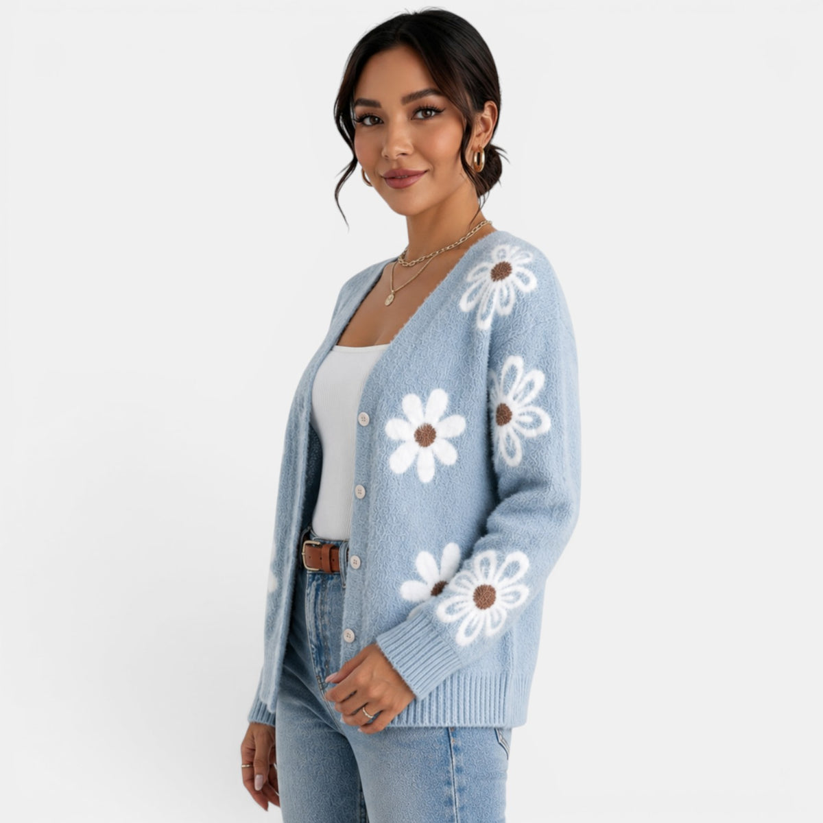 Cárdigan Punto Mujer Floral
