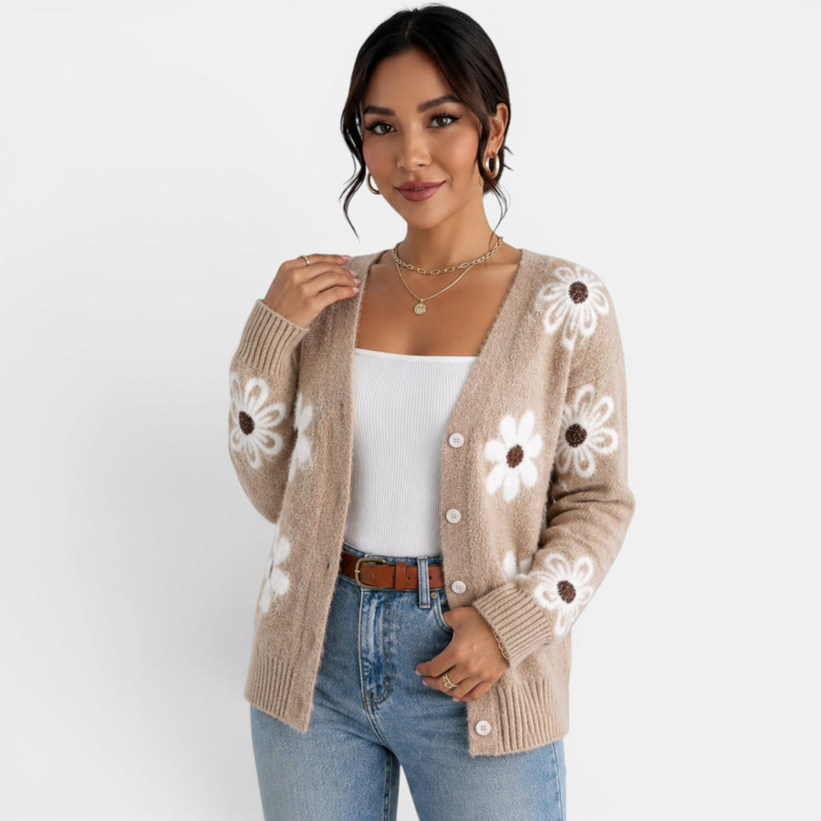 Cárdigan Punto Mujer Floral