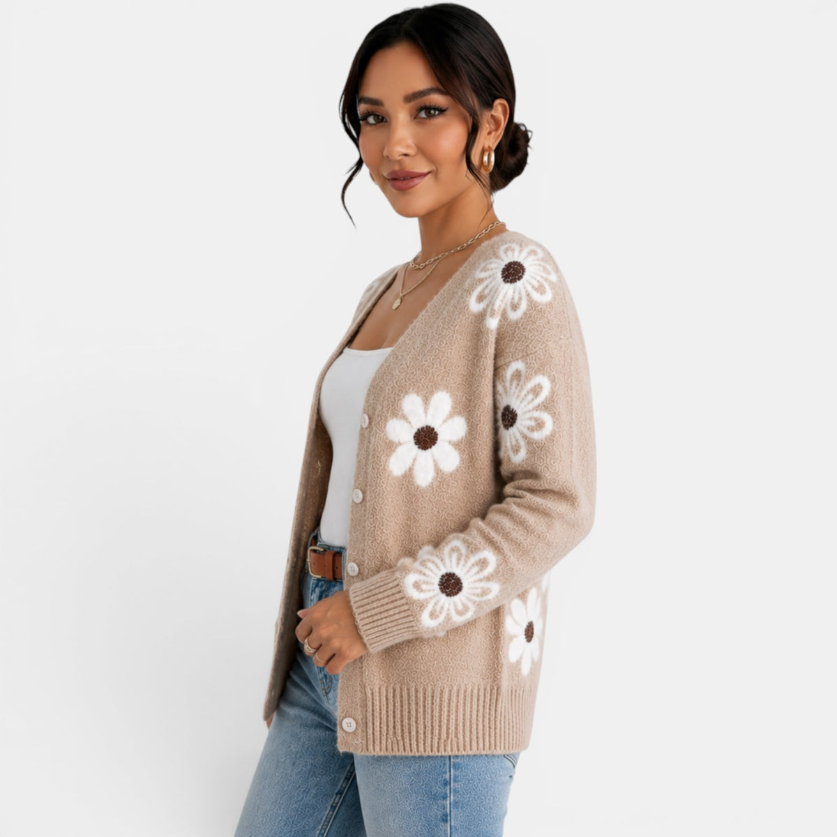 Cárdigan Punto Mujer Floral