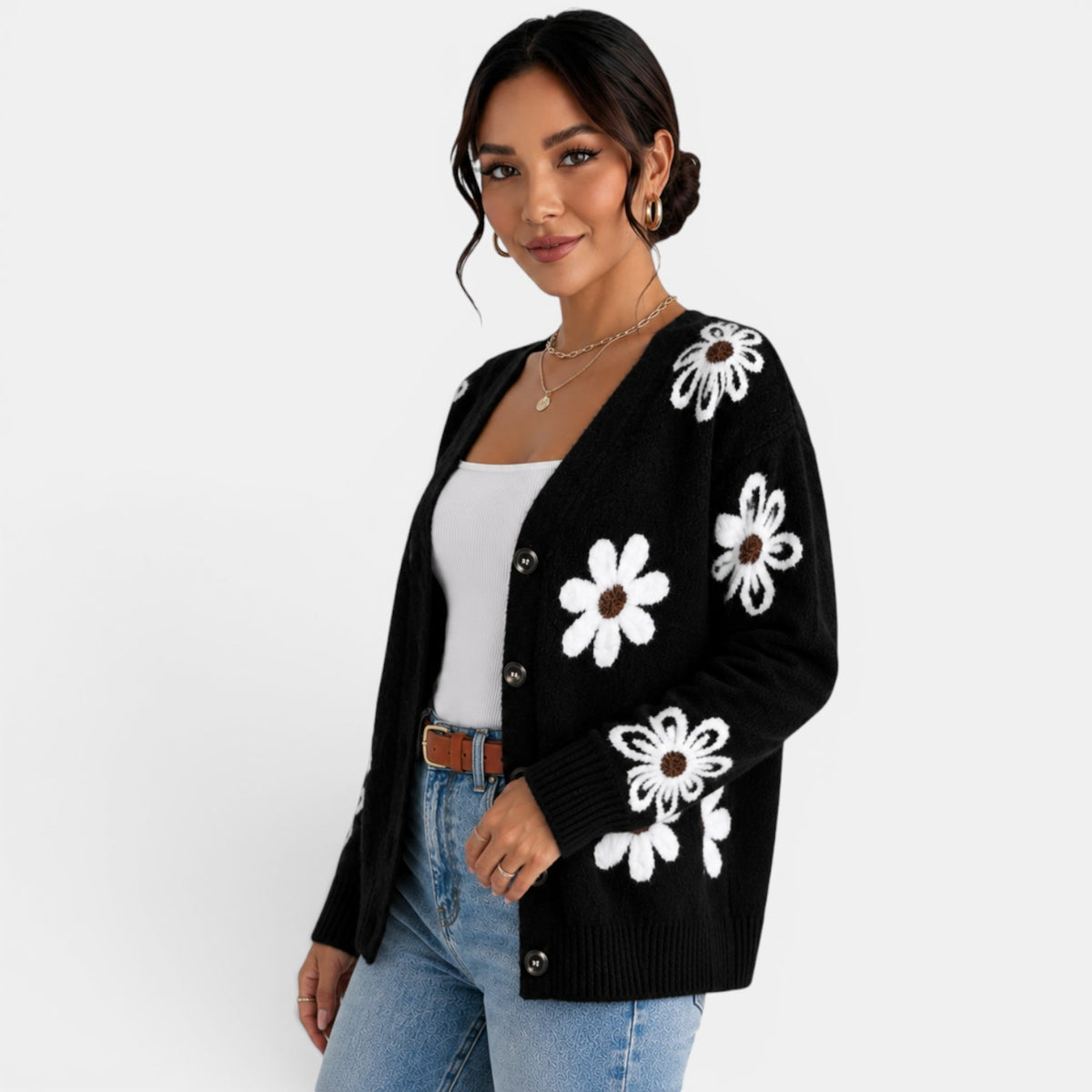Cárdigan Punto Mujer Floral