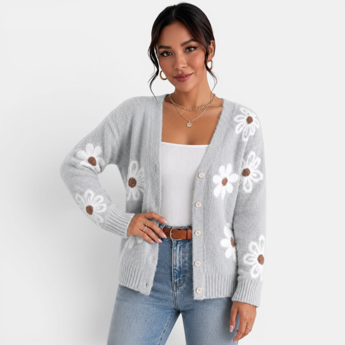 Cárdigan Punto Mujer Floral