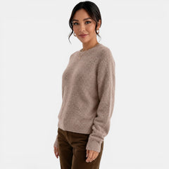 Women's Oversized Cashmere-Feel Sweater - Chunky Crew Neck