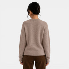 Women's Oversized Cashmere-Feel Sweater - Chunky Crew Neck