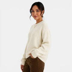 Women's Oversized Cashmere-Feel Sweater - Chunky Crew Neck