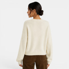 Women's Oversized Cashmere-Feel Sweater - Chunky Crew Neck