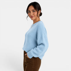 Women's Oversized Cashmere-Feel Sweater - Chunky Crew Neck