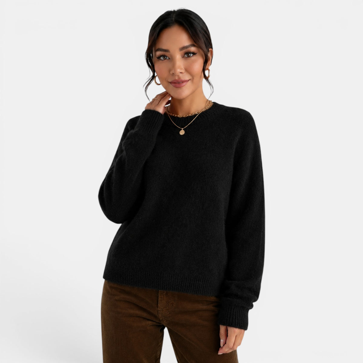 Women's Oversized Cashmere-Feel Sweater - Chunky Crew Neck