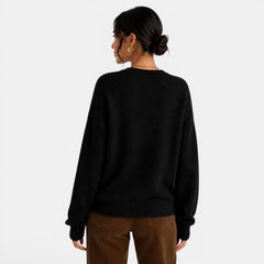 Women's Oversized Cashmere-Feel Sweater - Chunky Crew Neck