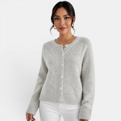 Women's Cashmere-Feel Button Cardigan - Classic Long Sleeve