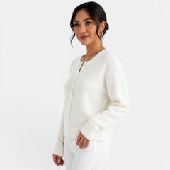 Women's Cashmere-Feel Button Cardigan - Classic Long Sleeve