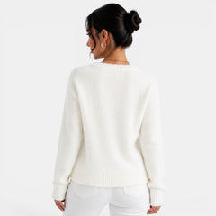 Women's Cashmere-Feel Button Cardigan - Classic Long Sleeve