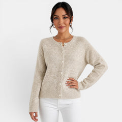 Women's Cashmere-Feel Button Cardigan - Classic Long Sleeve