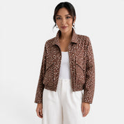 Chaqueta Bomber Marrón Mujer Lunares