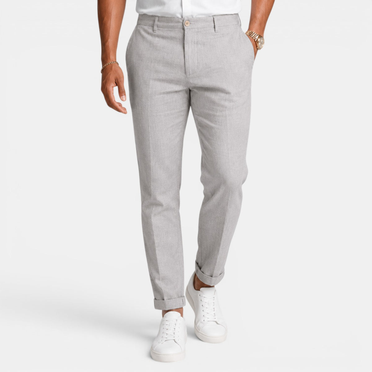 Men's Linen Dress Pants - Straight Leg, Button Fly