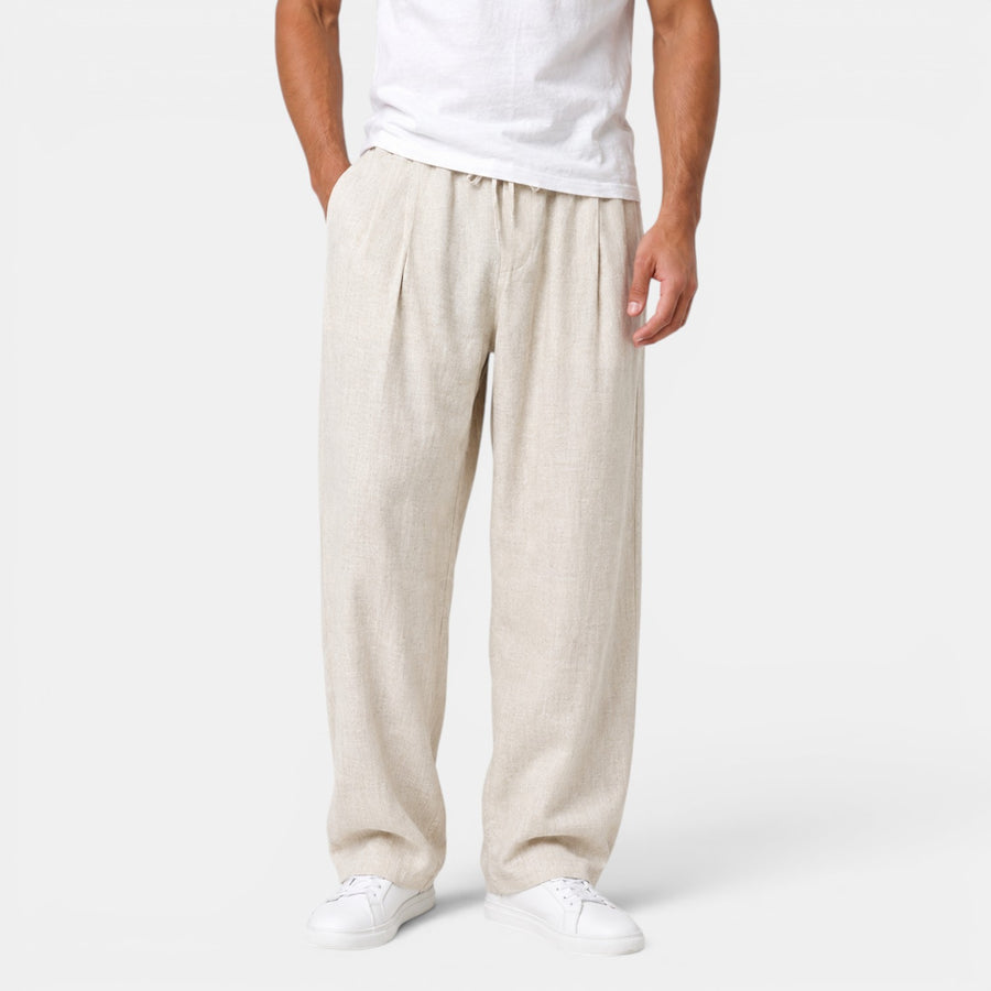 Men's Straight-Leg Linen Trousers