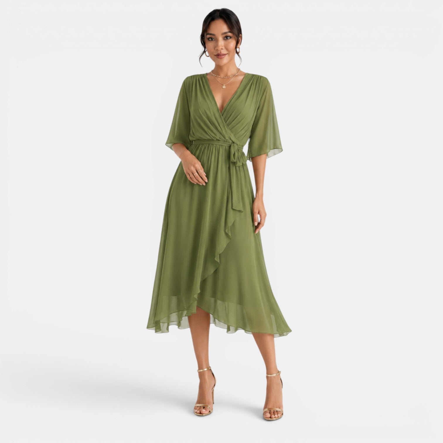 Vestido Midi Elegante Mujer