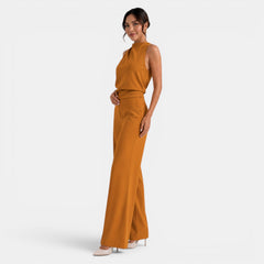 Women's Off-the-Shoulder Wide-Leg Jumpsuit - Summer