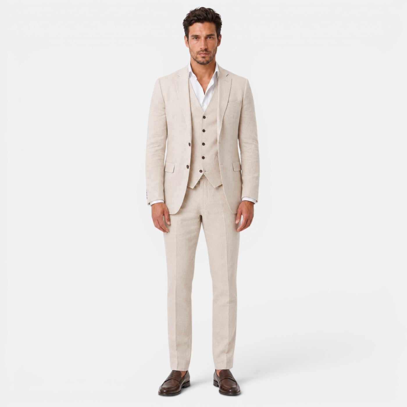 Men's 3-Piece Elegant Linen Suit
