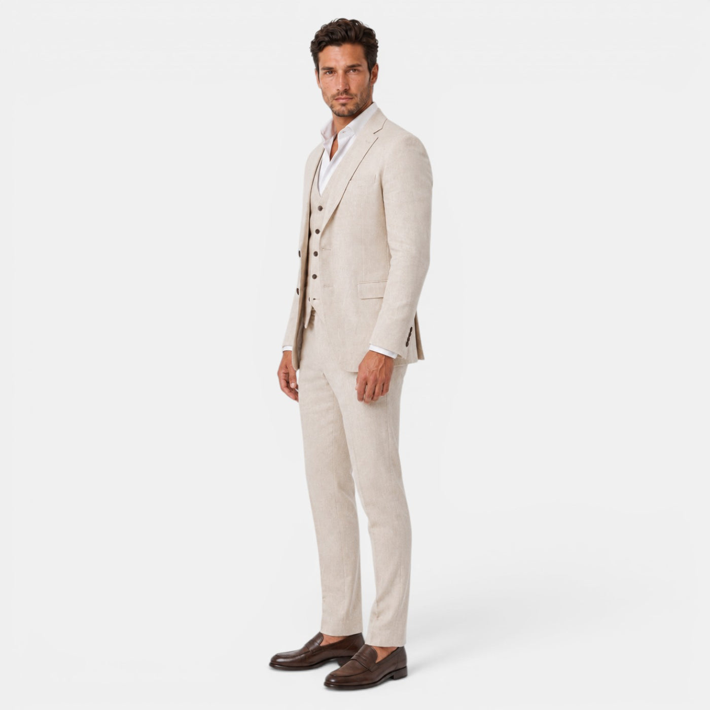 Men's 3-Piece Elegant Linen Suit