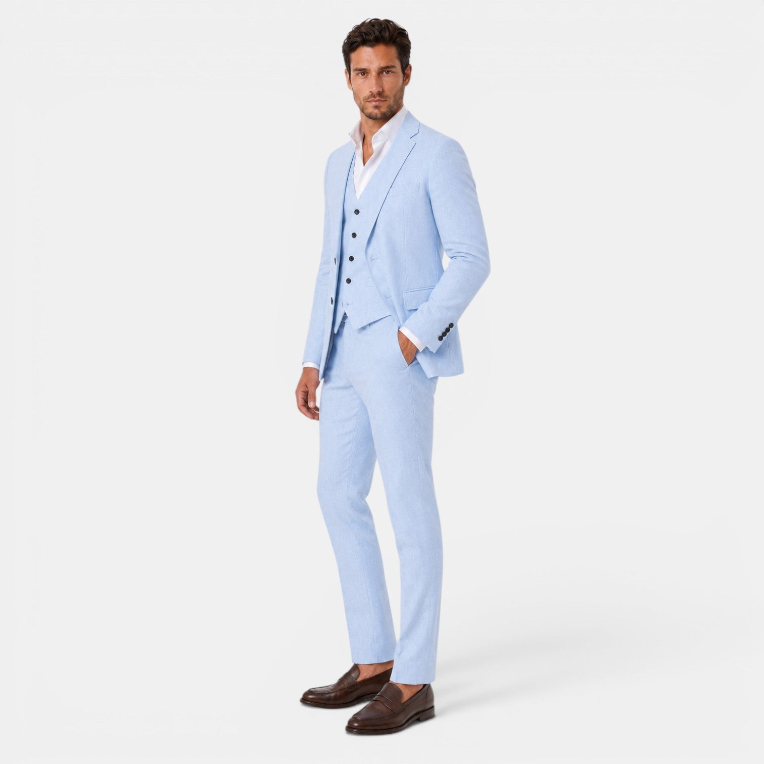 Men's 3-Piece Elegant Linen Suit
