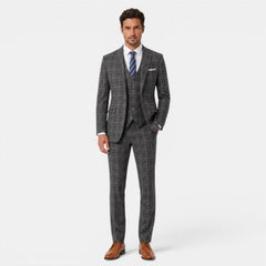 Men's Plaid 3-Piece Suit - Jacket, Vest and Pants