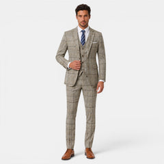 Men's Plaid 3-Piece Suit - Jacket, Vest and Pants