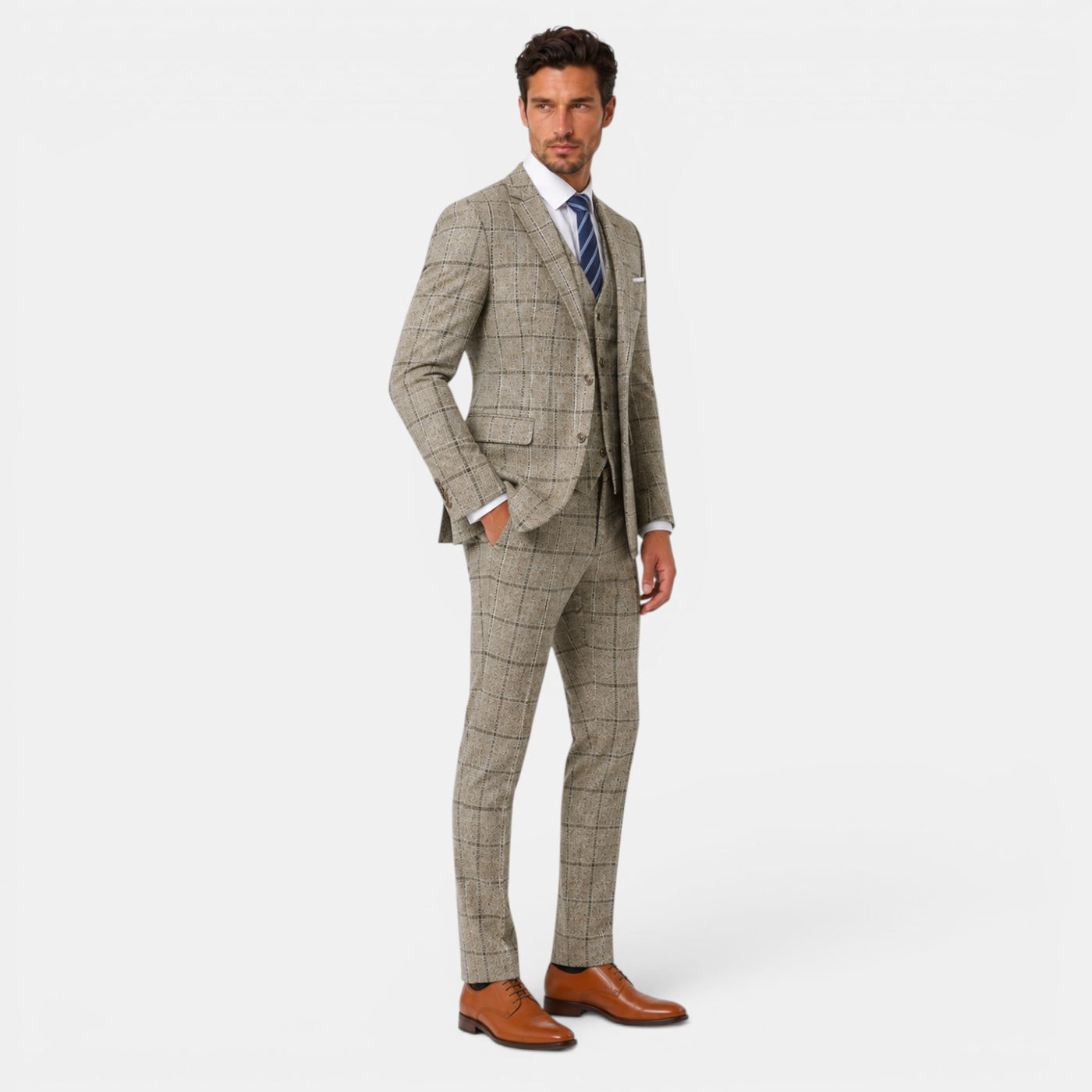 Men's 3-Piece Plaid Suit