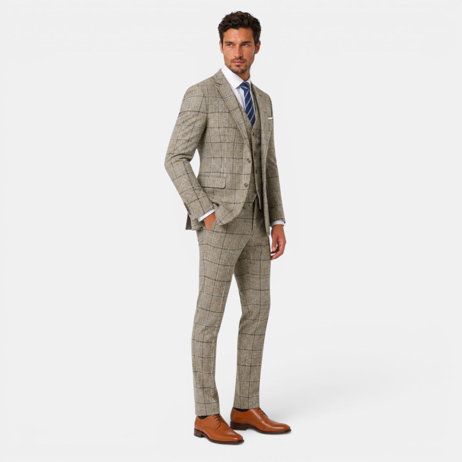 Men's 3-Piece Plaid Suit
