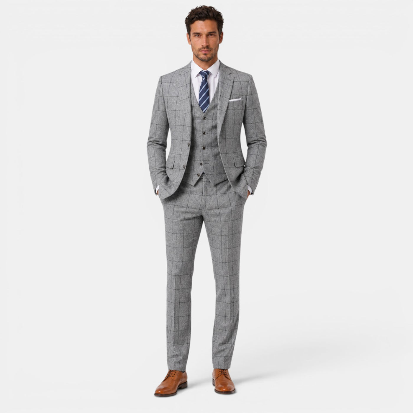 Men's 3-Piece Plaid Suit