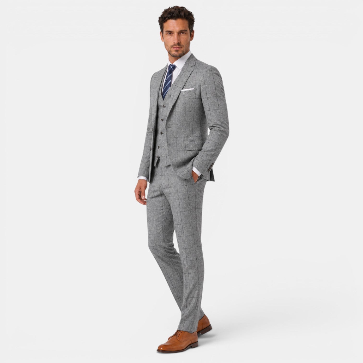 Men's 3-Piece Plaid Suit