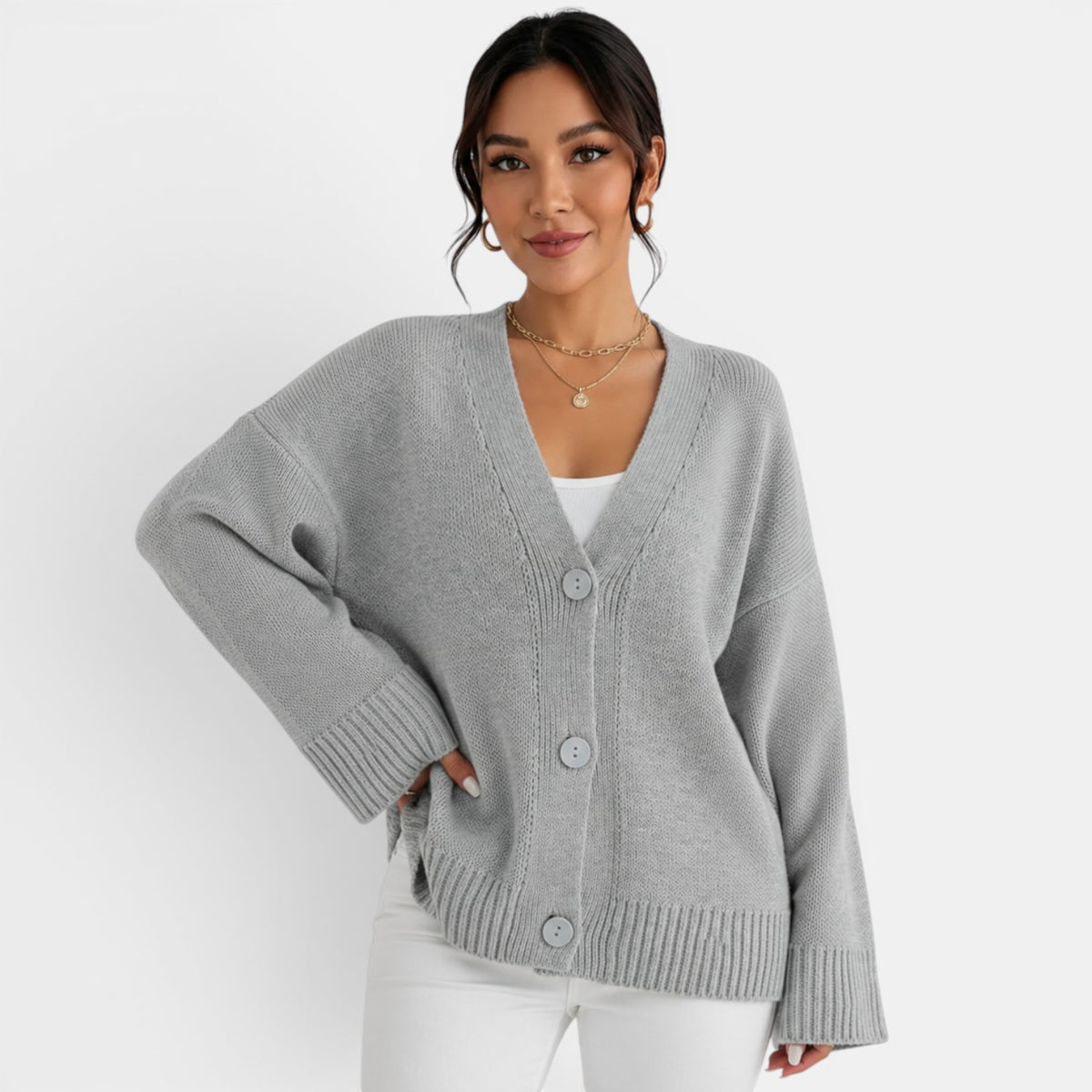 Cárdigan Punto Oversize Mujer