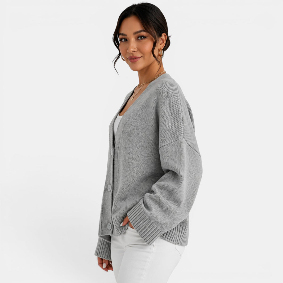Cárdigan Punto Oversize Mujer