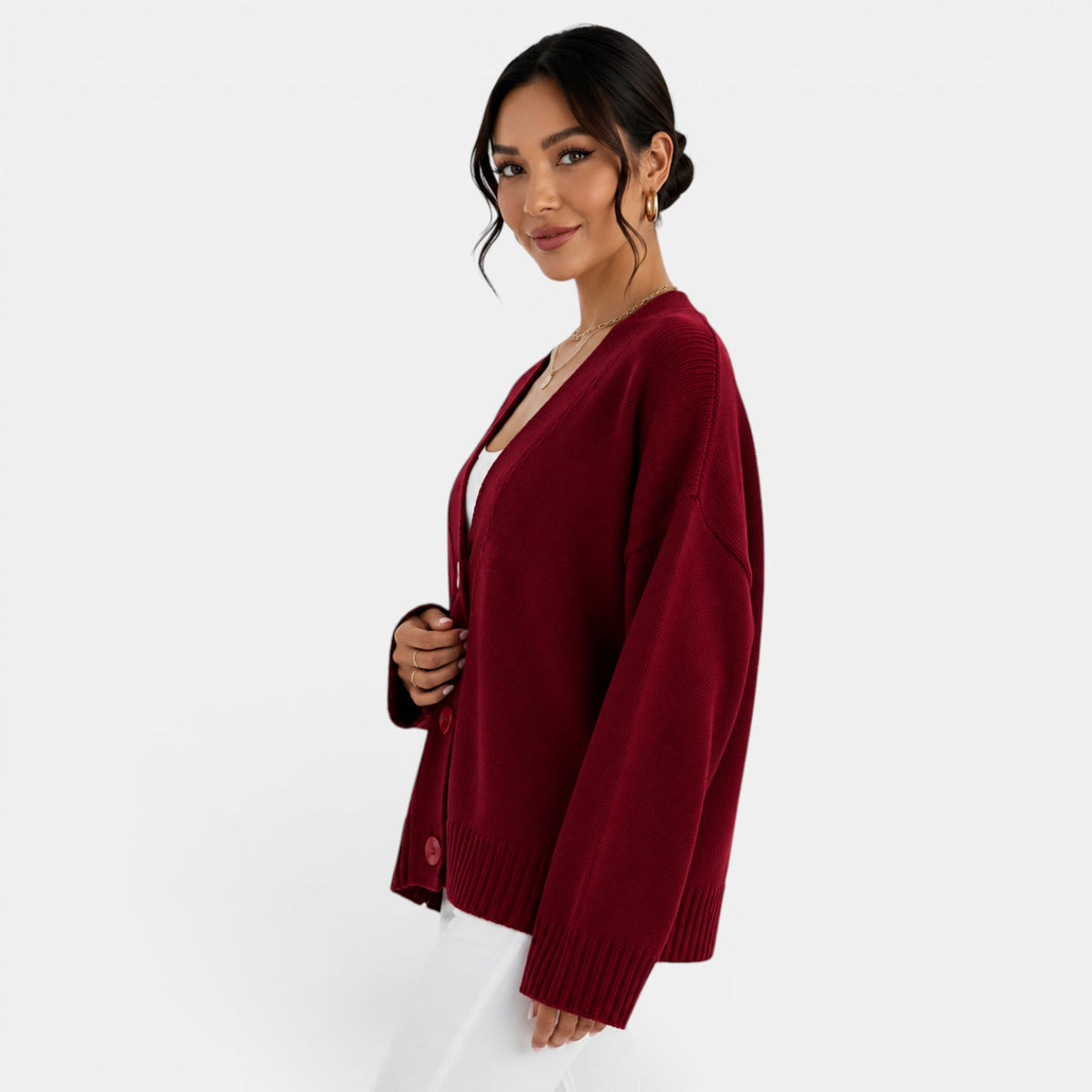 Cárdigan Punto Oversize Mujer
