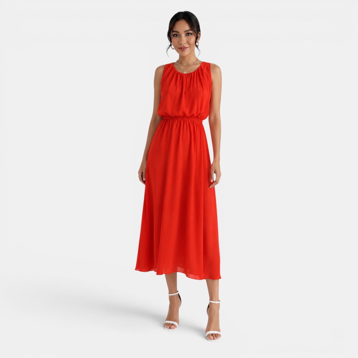 Red Summer Midi Dress