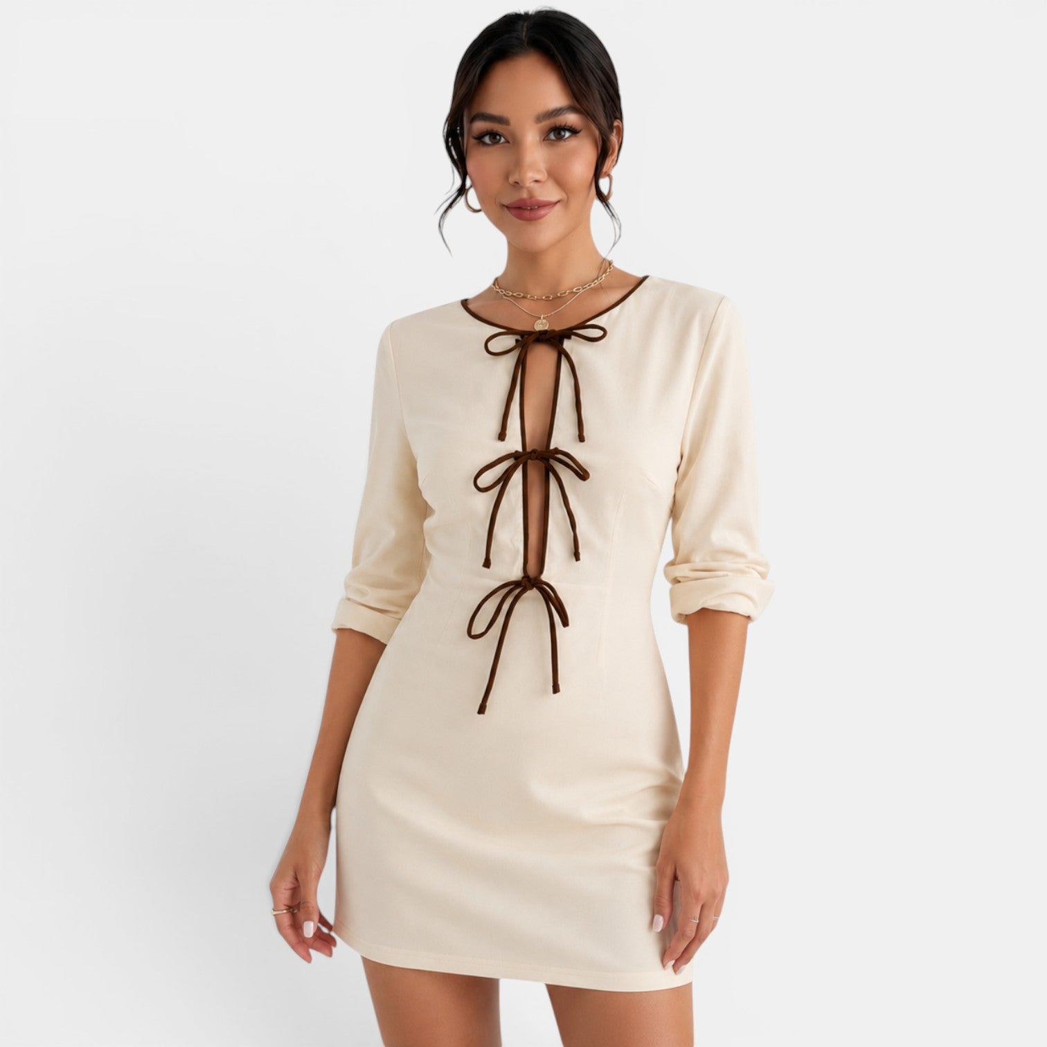 Women's Elegant Beige Short Summer Dress