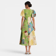 Midi Floral Linen Summer Dress