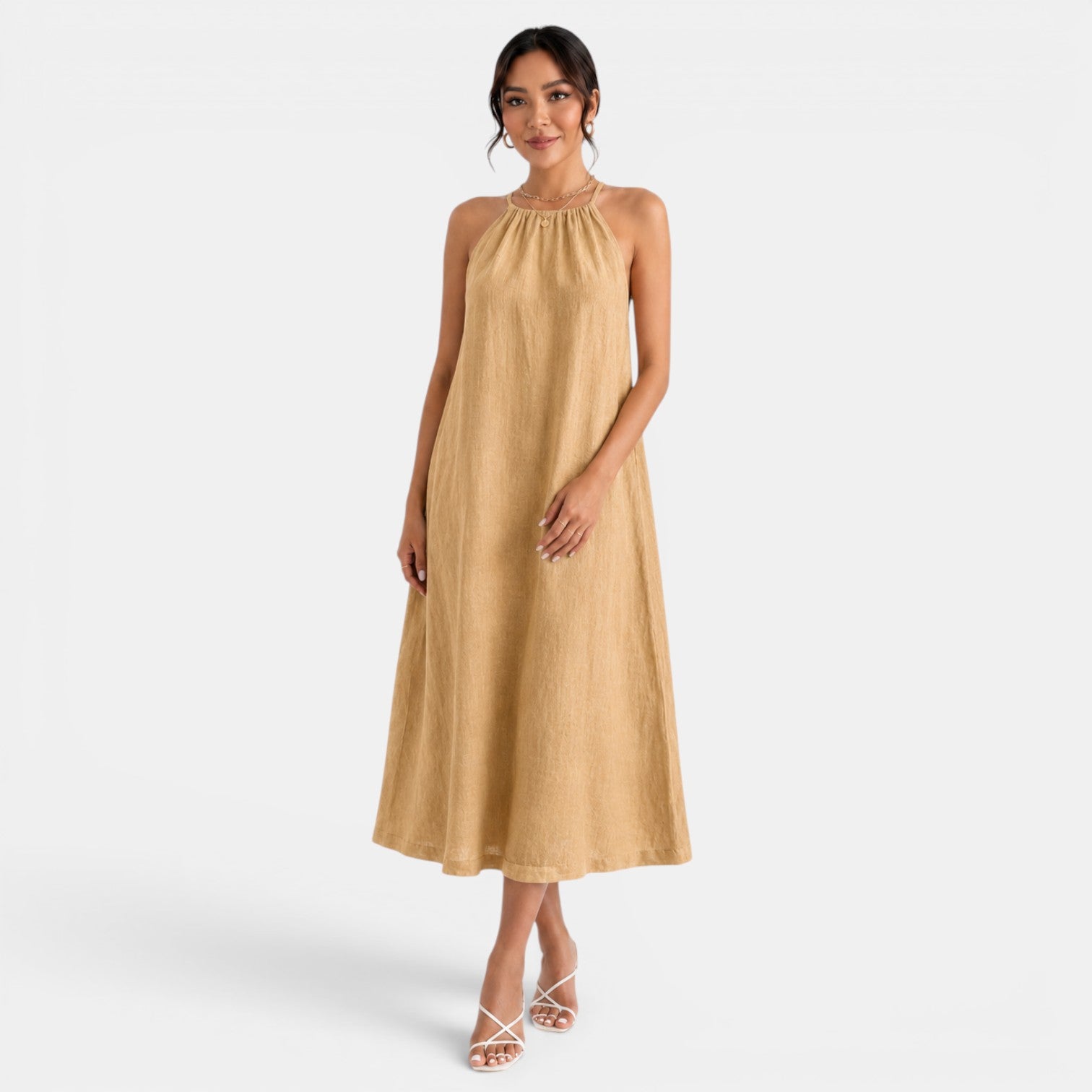 Women's Summer Linen Midi Dress